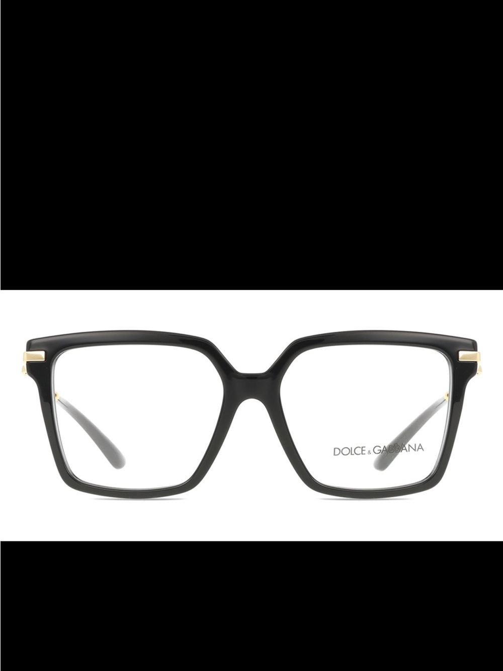 Dolce & Gabbana Black Square Frame Glasses with Gold Accents DG 3397 501